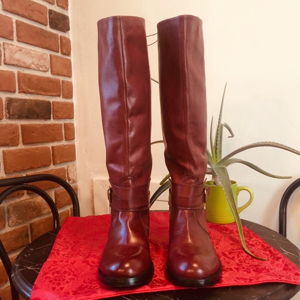 Joe Fresh Leather Riding Boot Mahogany Brown Color - Picture 4 of 8